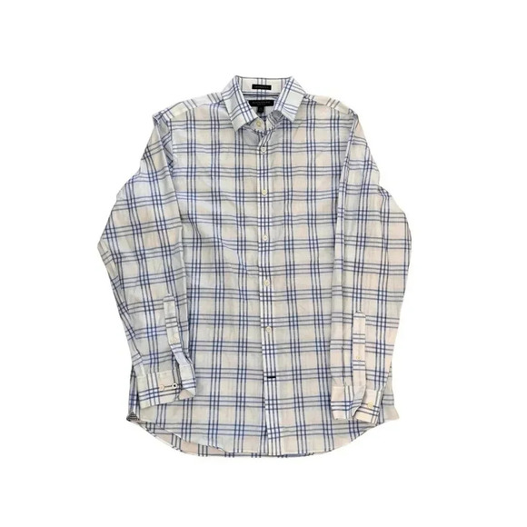 Banana Republic Blue Plaid Non-Iron Dress Shirt Button Down Long Sleeve M - Picture 1 of 7